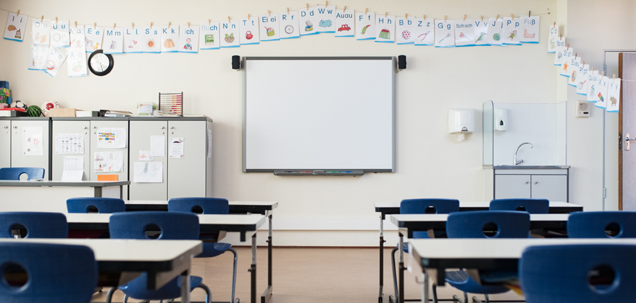 PreK-12 education recruitment search, image of elementary classroom. 